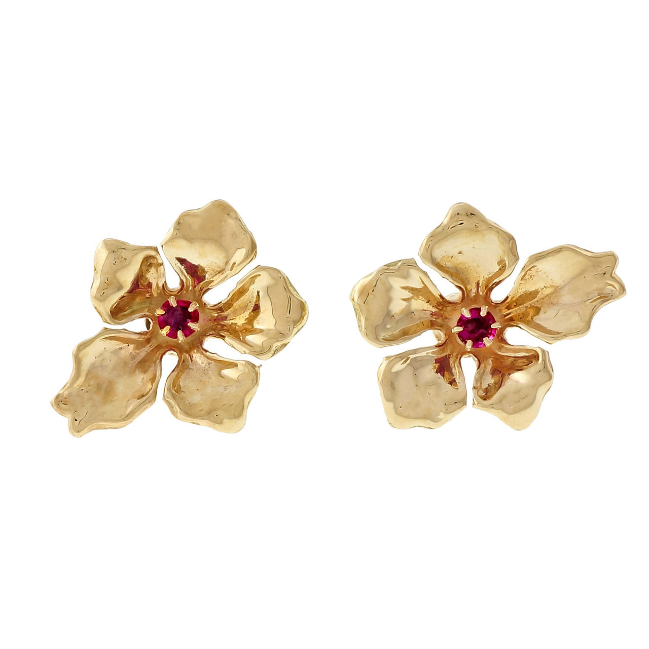 Vintage Retro 1940 14k Yellow Gold .30ct Ruby Flower Vintage Retro 1940 14k Yellow Gold .30ct Ruby Flower